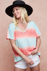 Trendsi BiBi Tiedye Printed Hacci Knit Top -
