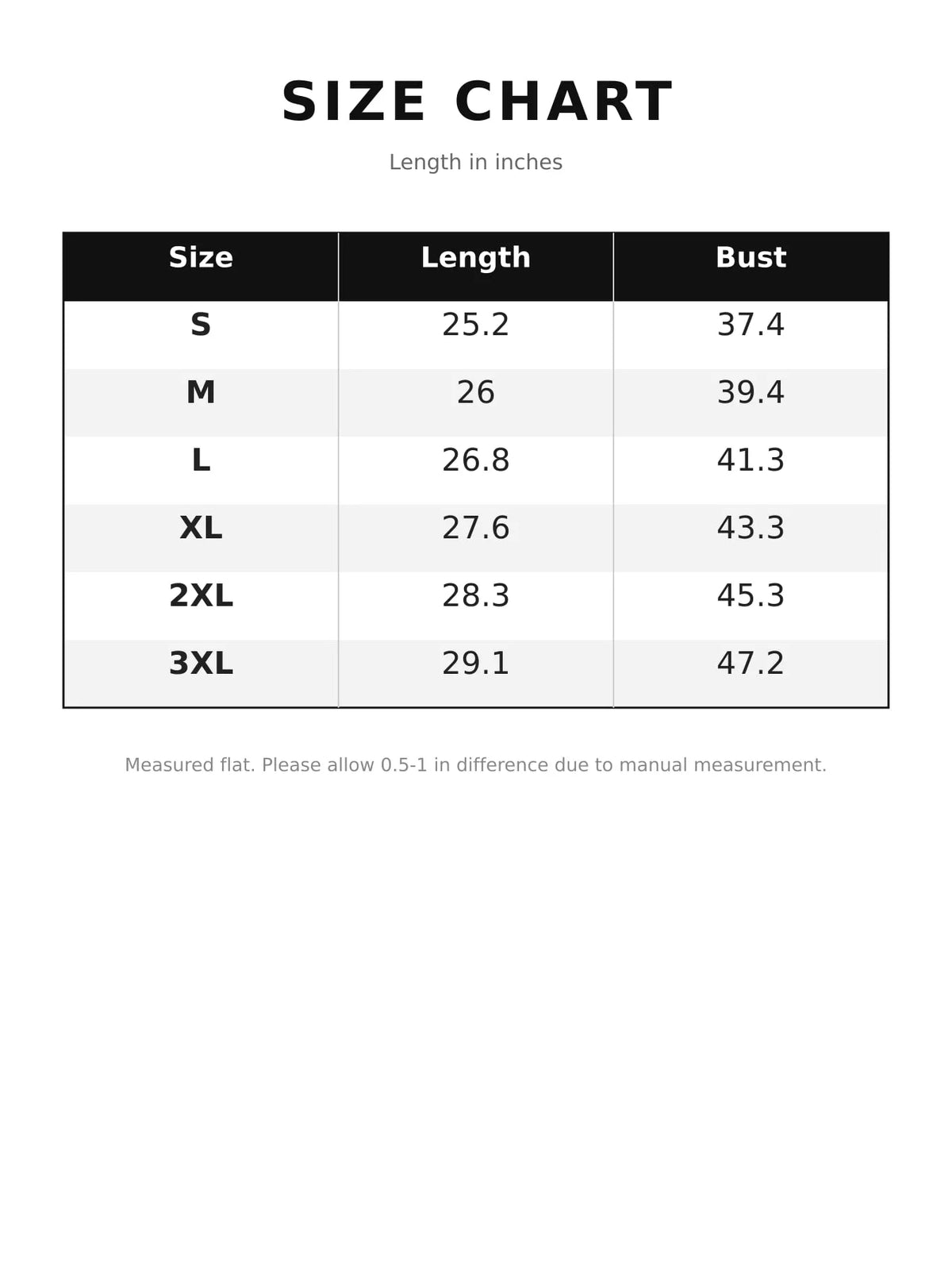 Size chart for notched balloon sleeve blouse