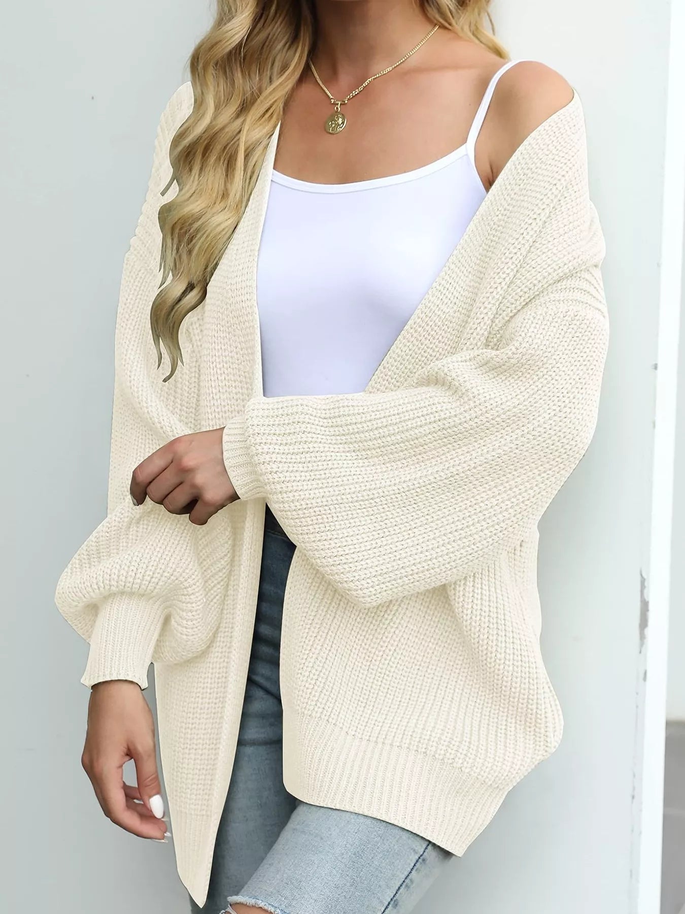 Trendsi Chunky Knit Open Front Cardigan -
