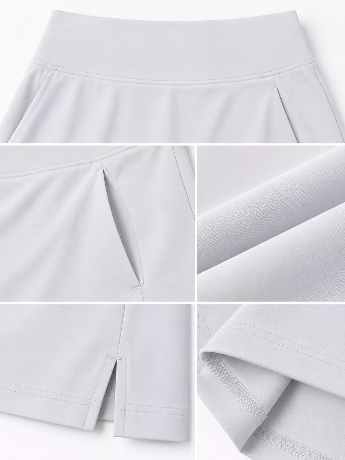 High-Waisted Athletic Skort with Side Pockets — garment construction details