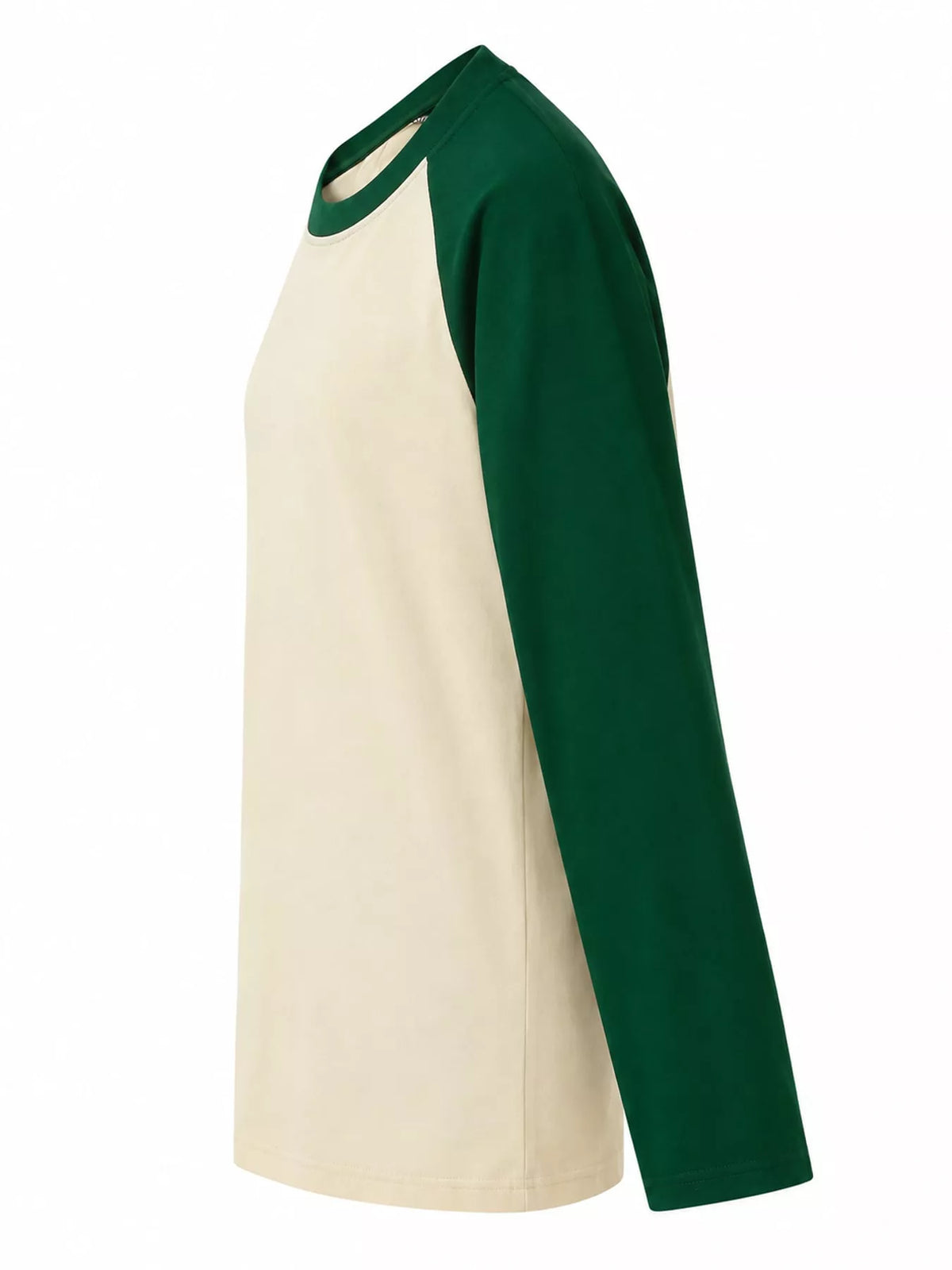 Apricot And Green contrast raglan long sleeve t-shirt
