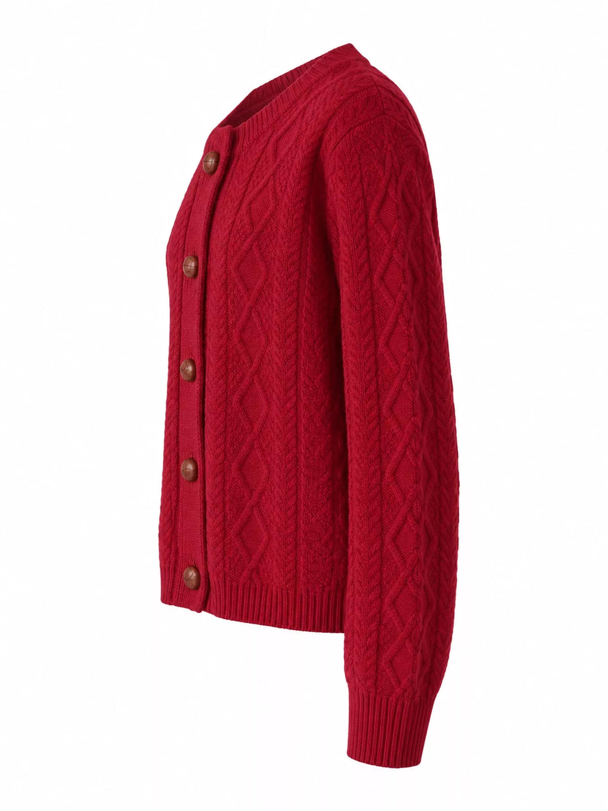 Cherry Red cable-knit button-down cardigan