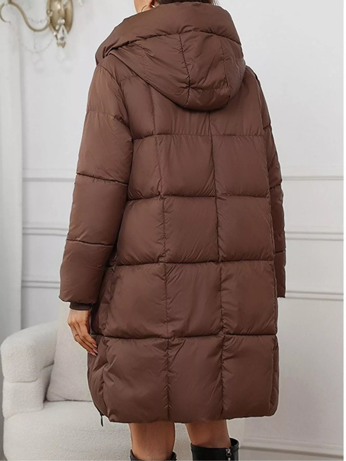 Long-sleeve coat, back view