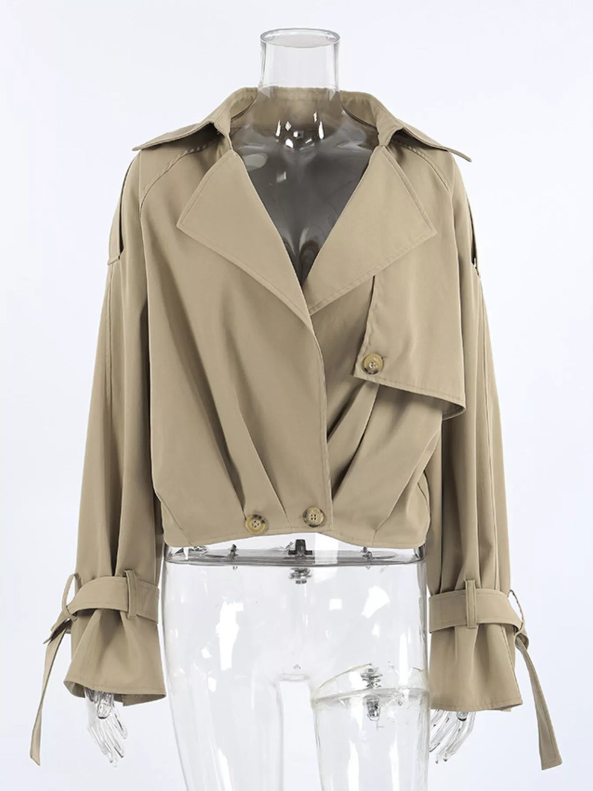 Trendsi Wide Lapel Cropped Trench Coat -