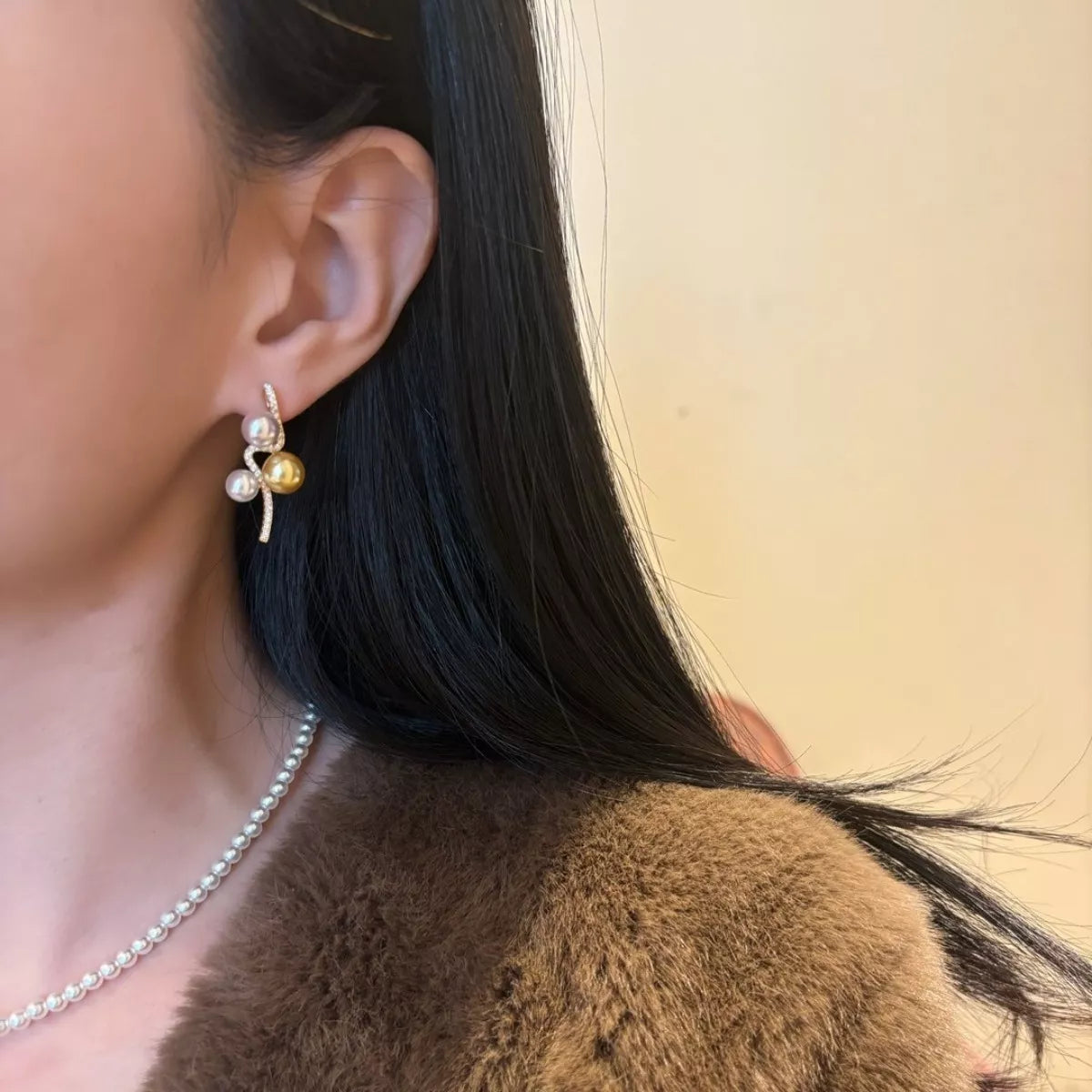 Trendsi Pearl & Zircon Dangle Earrings -