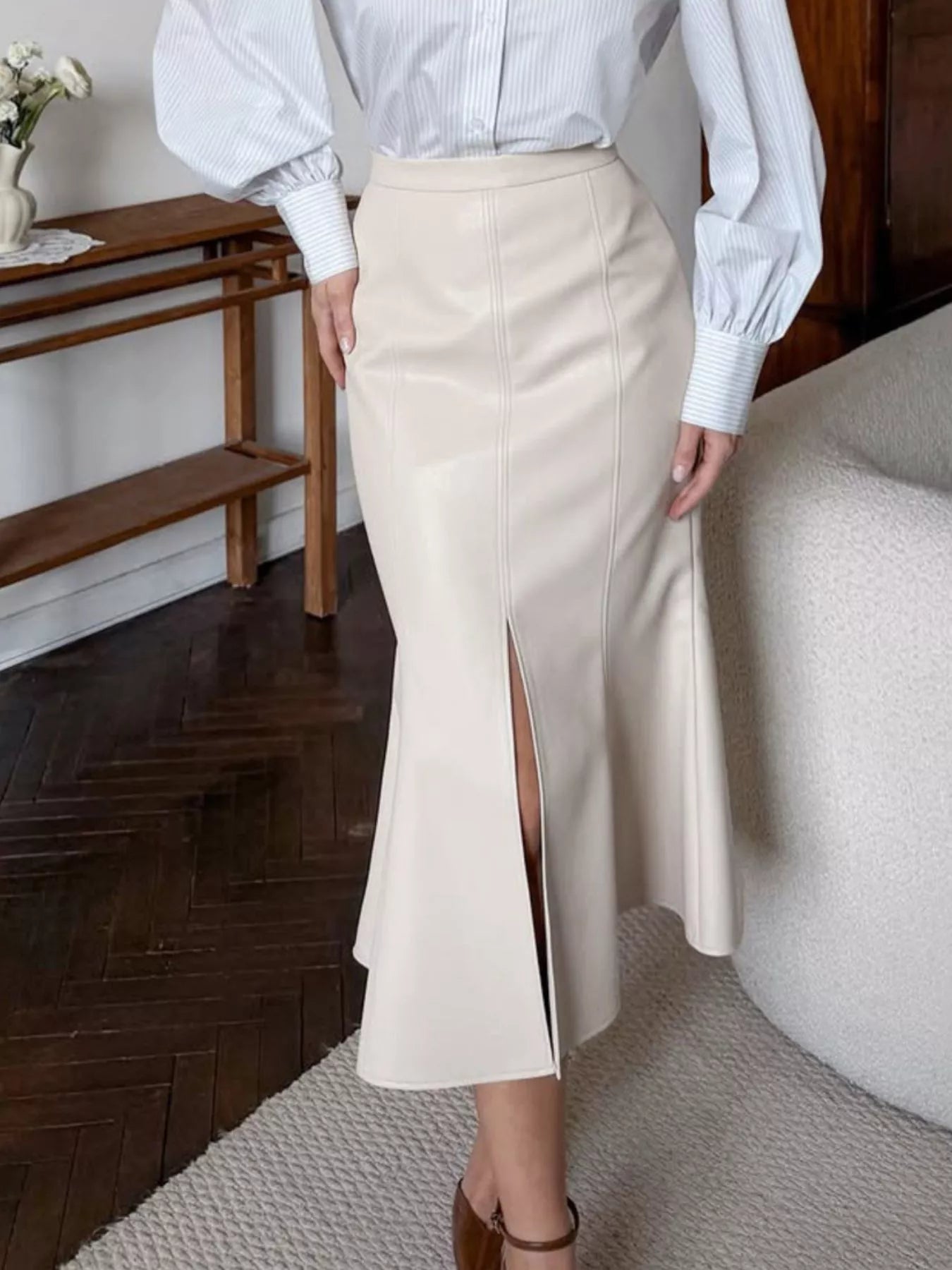 Trendsi Slit Mermaid Midi Skirt -