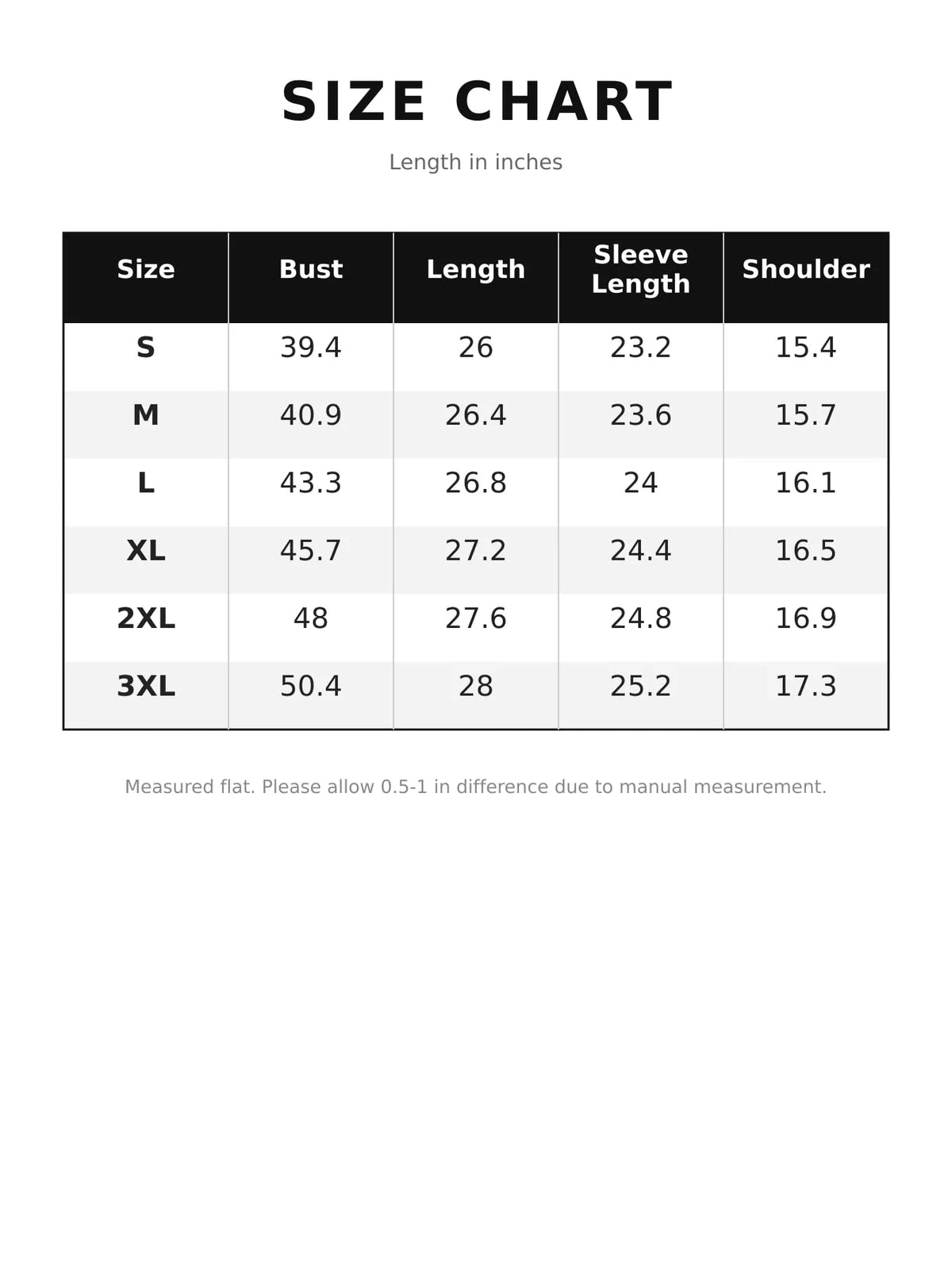 Size chart for frayed-hem blouse