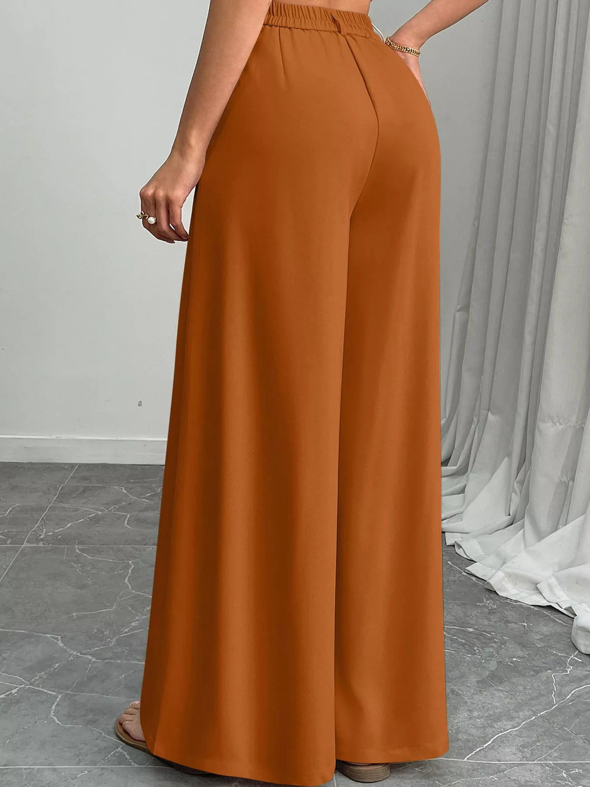 Wide-leg trousers, rust back