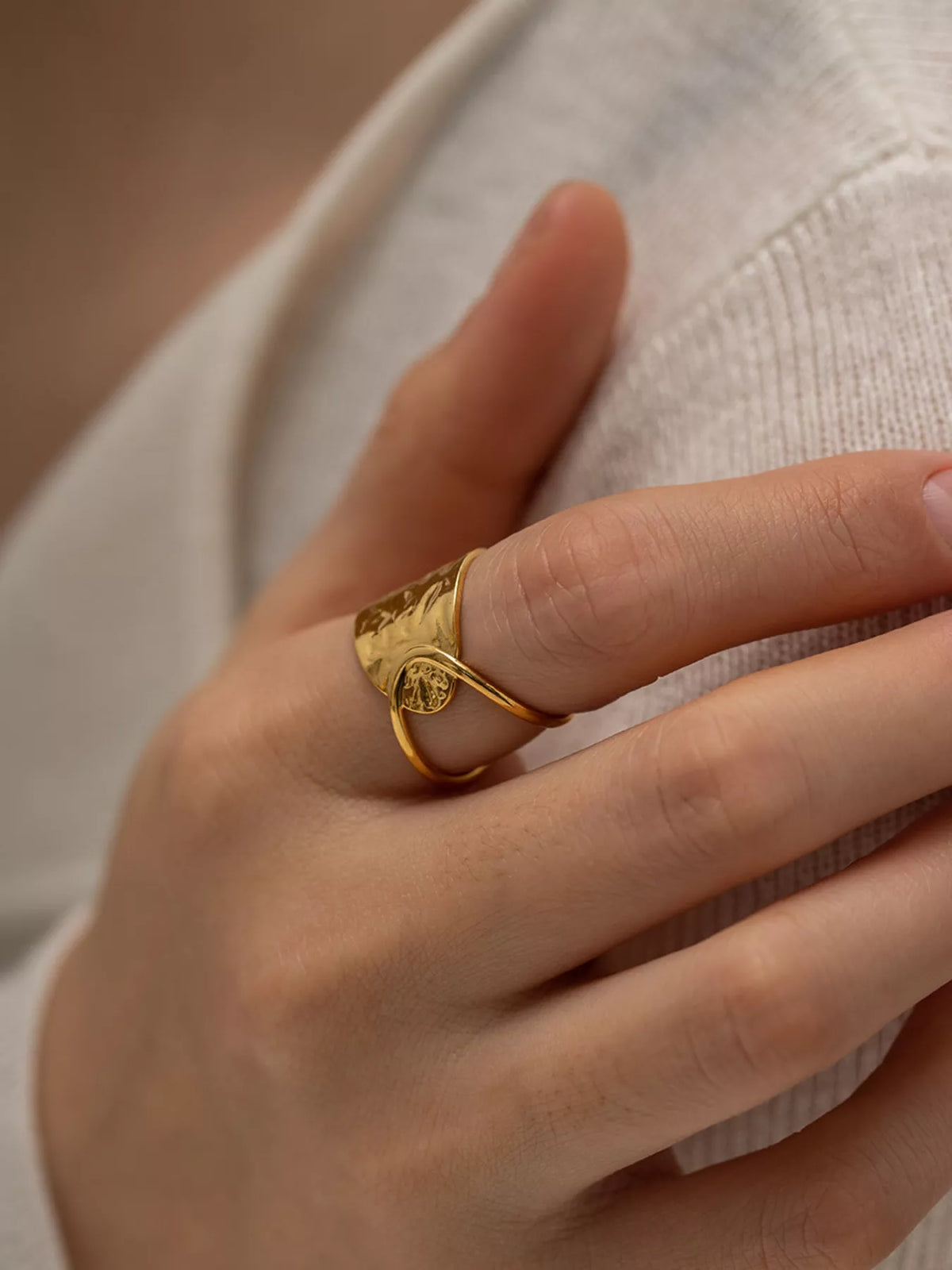 Irregular Open Ring, shown worn