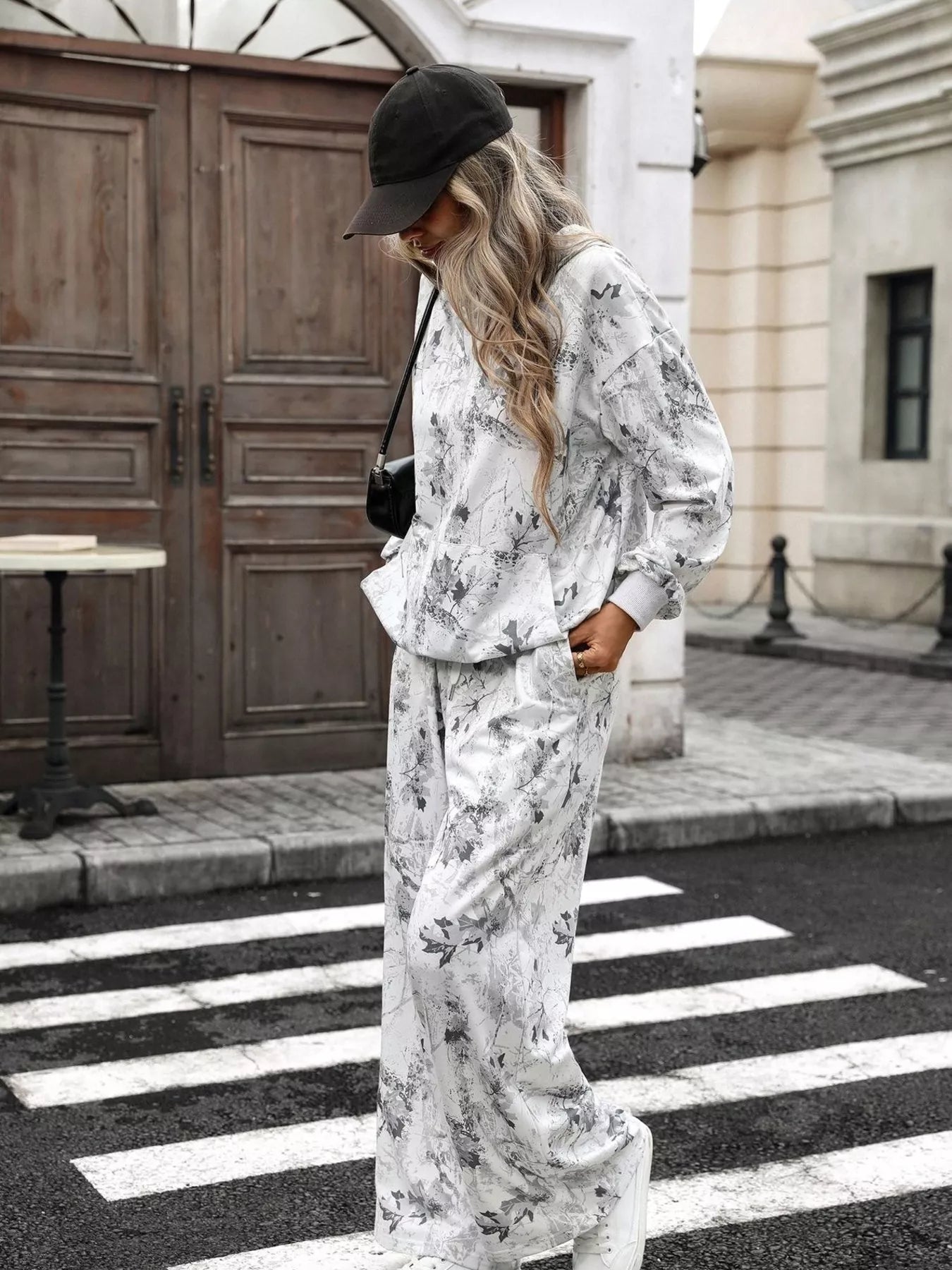 Trendsi Printed Long Sleeve Hoodie and Pants Set -