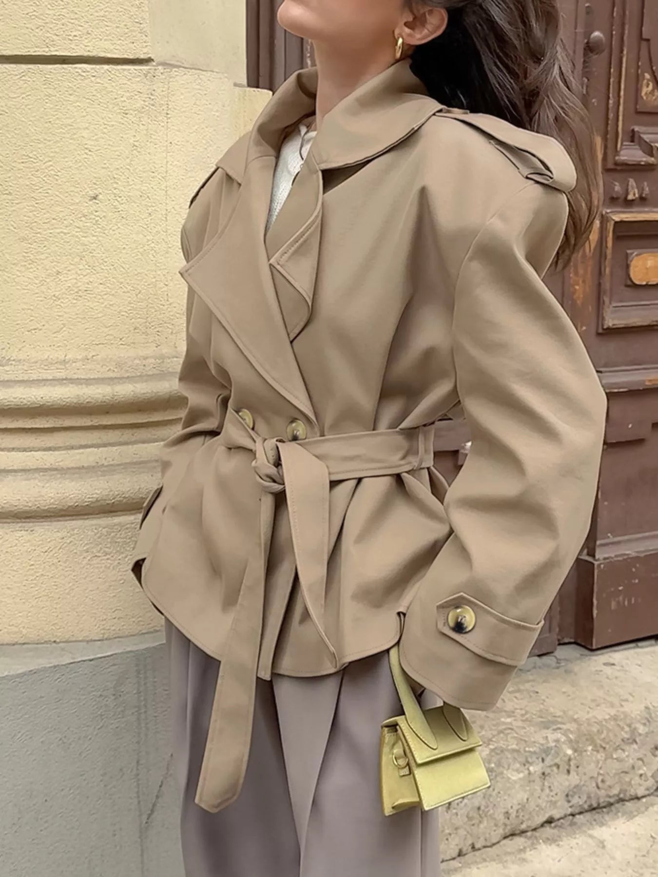 Trendsi Chic Double-Breasted Belted Trench Coat - Outerwear