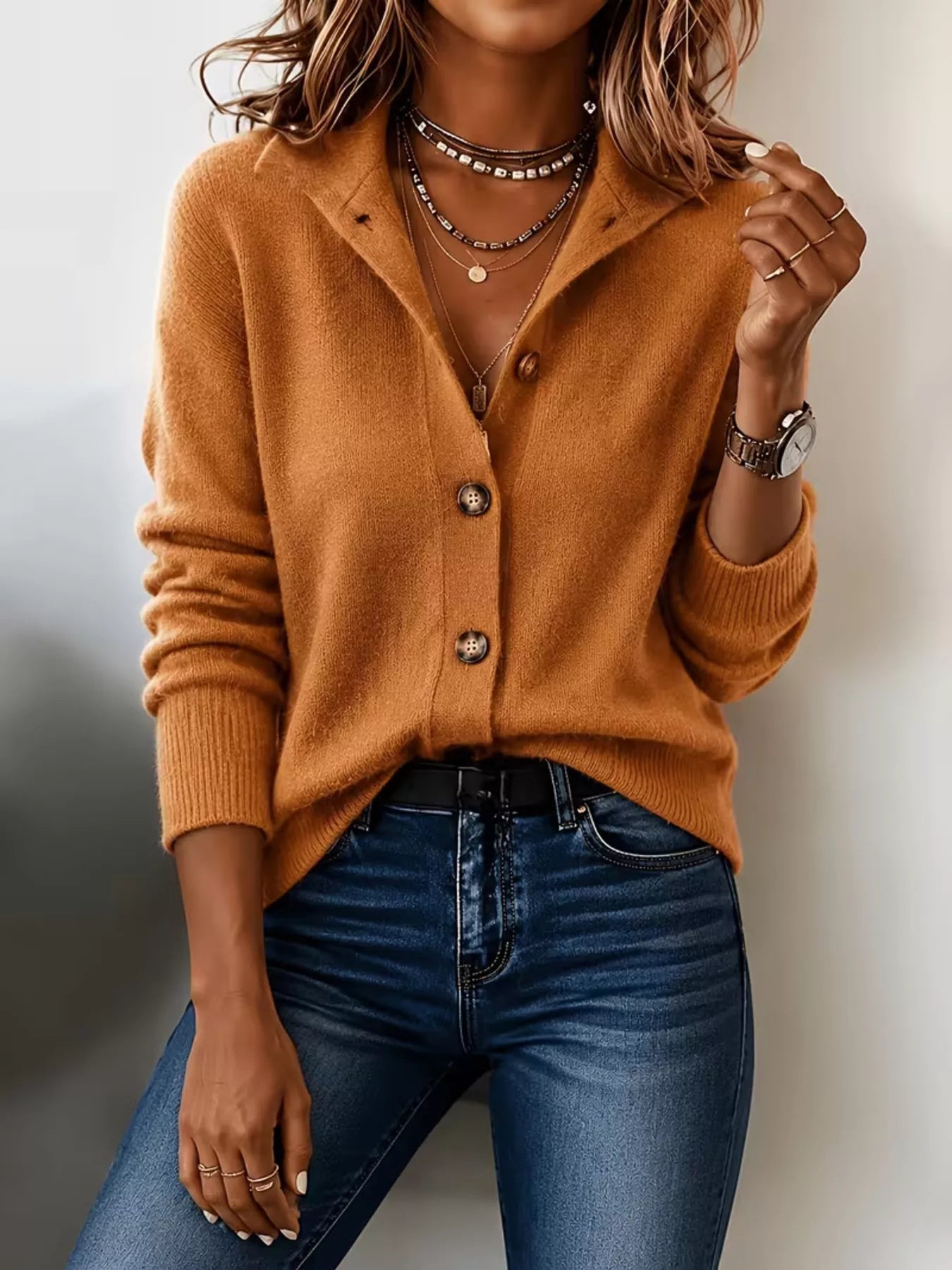 Trendsi Button-Down Knit Cardigan -