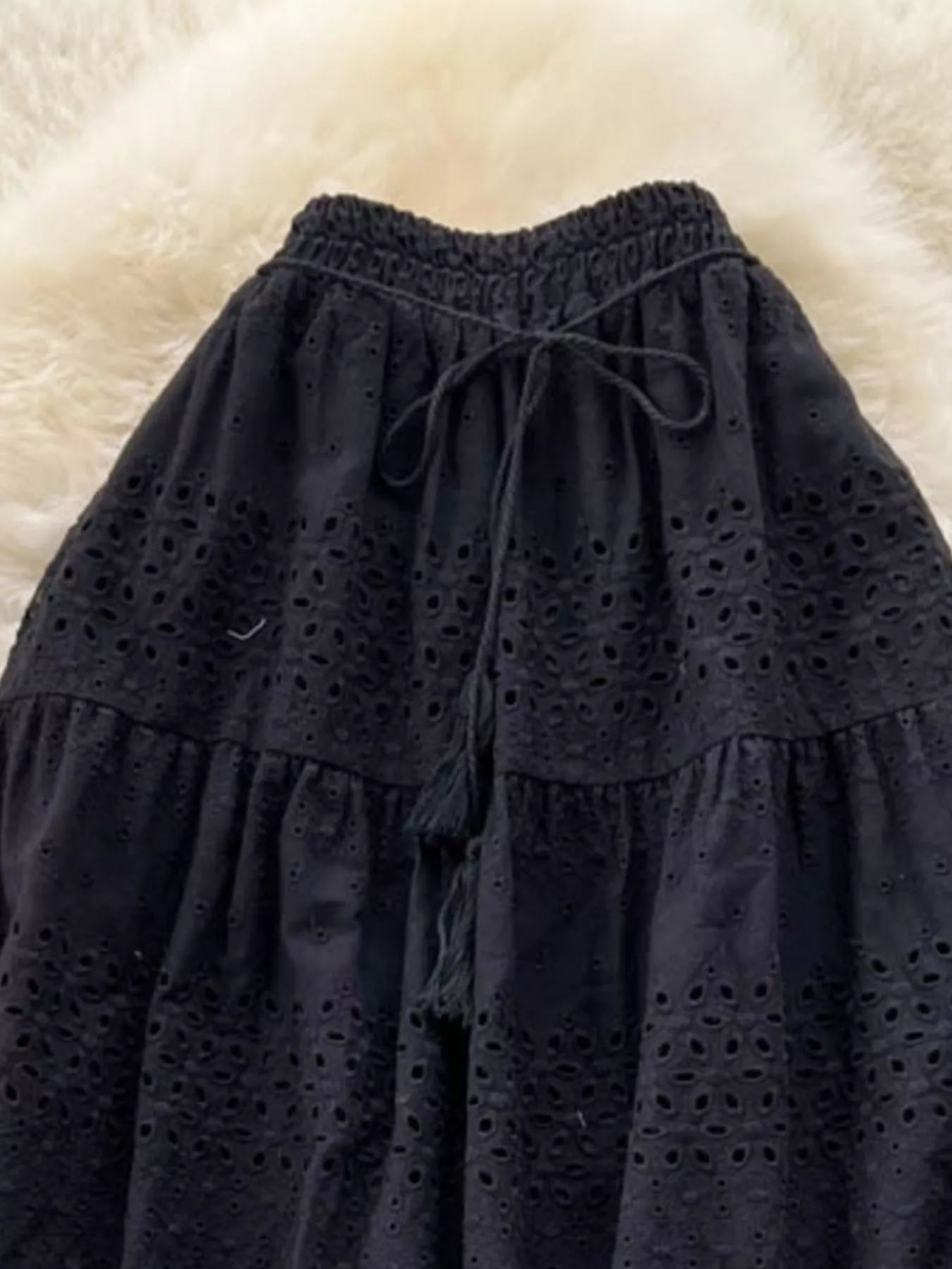 Trendsi Eyelet Tiered Maxi Skirt -