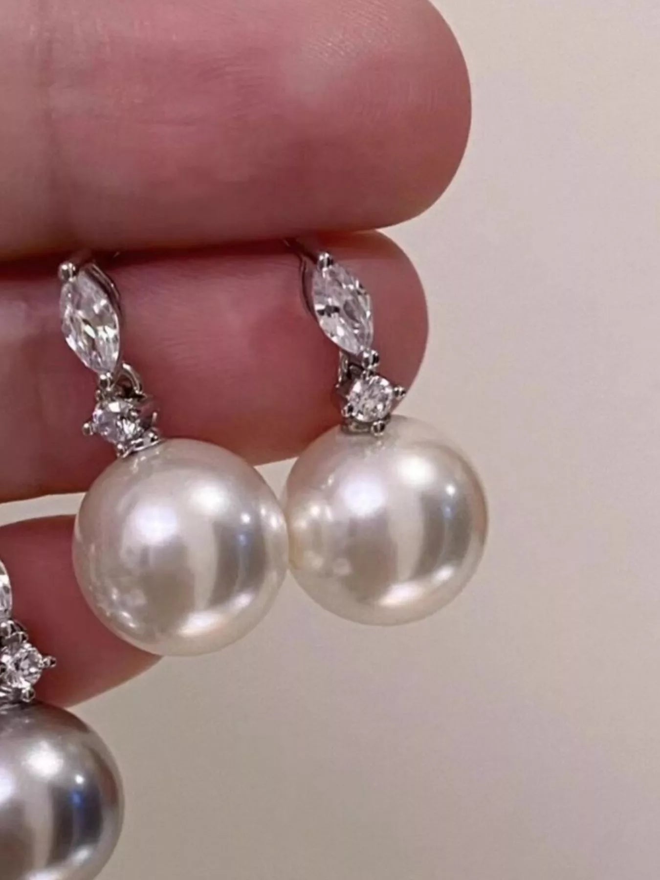 Trendsi Zircon Pearl Drop Earrings -