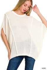 Trendsi Zenana Drop Shoulder Short Sleeve Knit Top -