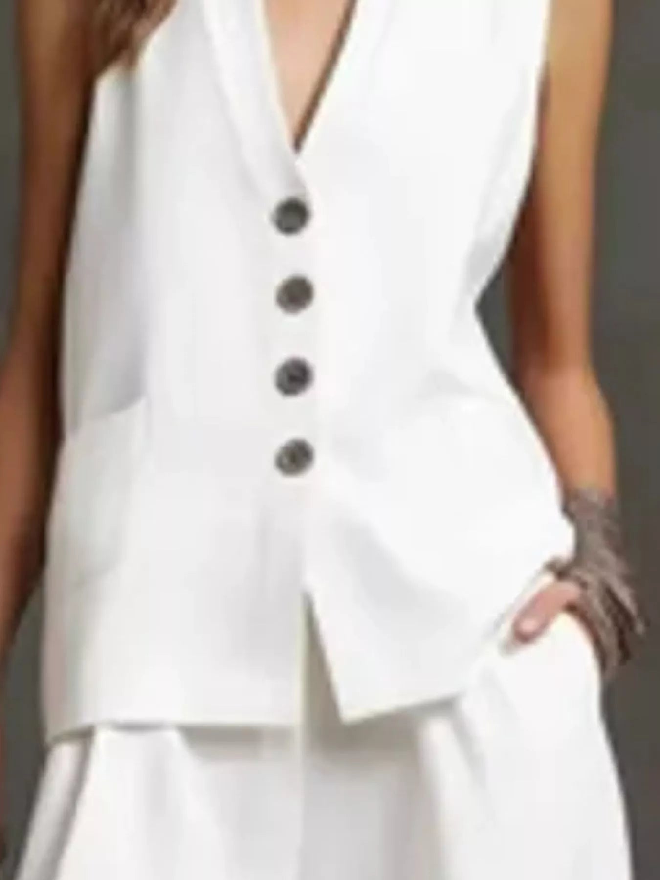 Trendsi Sleeveless Vest and Wide-Leg Pants Set -