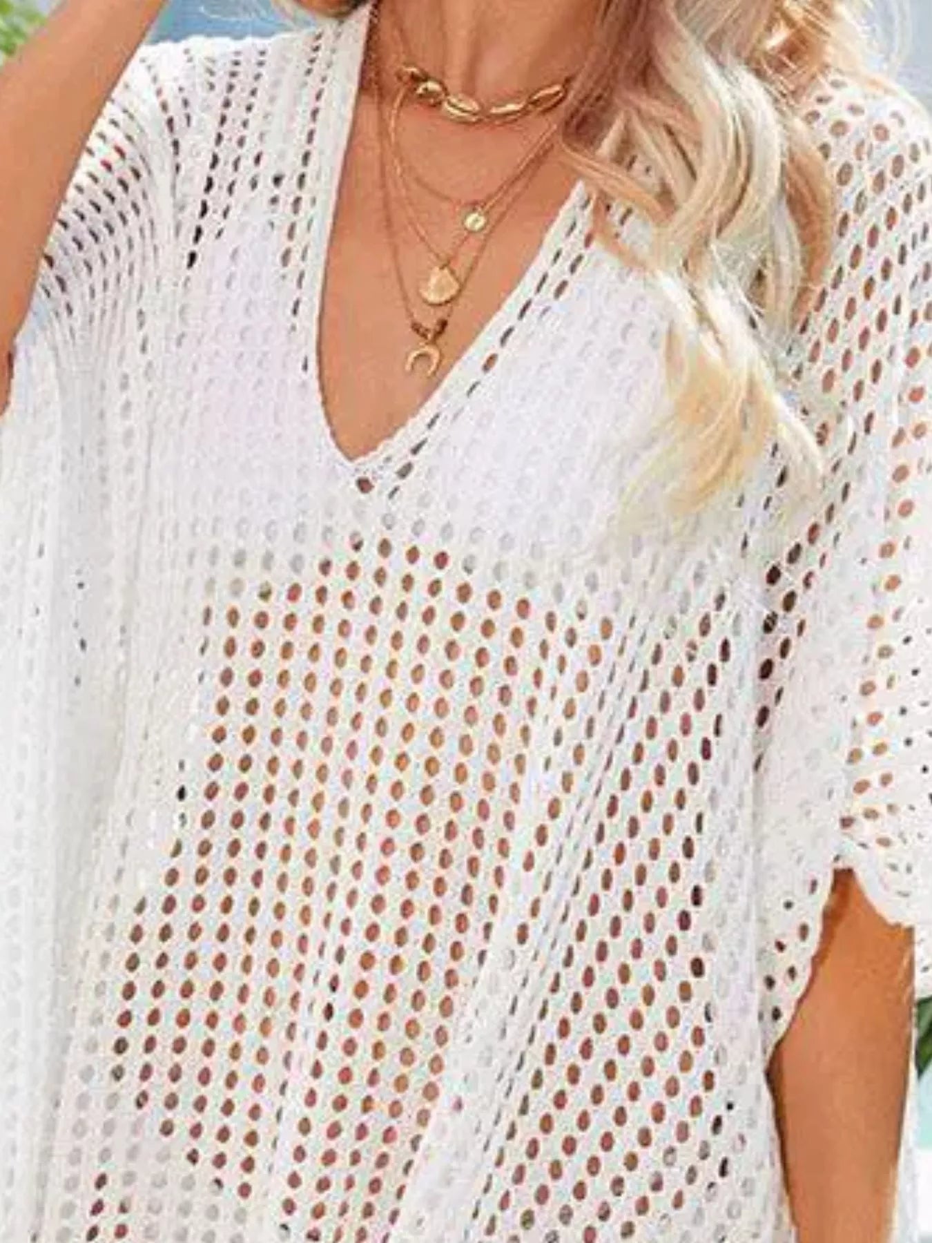 Trendsi Crochet Rainbow Trim Cover-Up Dress -