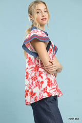 Trendsi Umgee Floral Split Neck Top -
