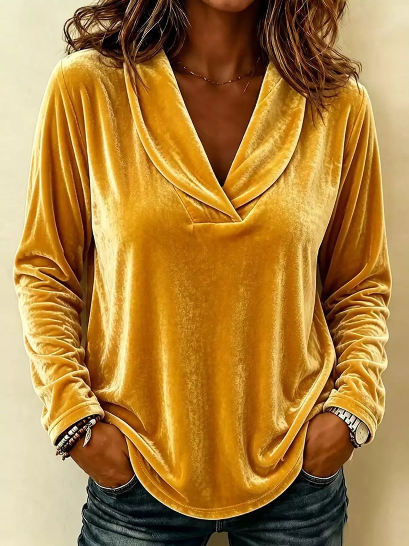 Trendsi Full Size Velvet Long Sleeve T-Shirt Plus Size -