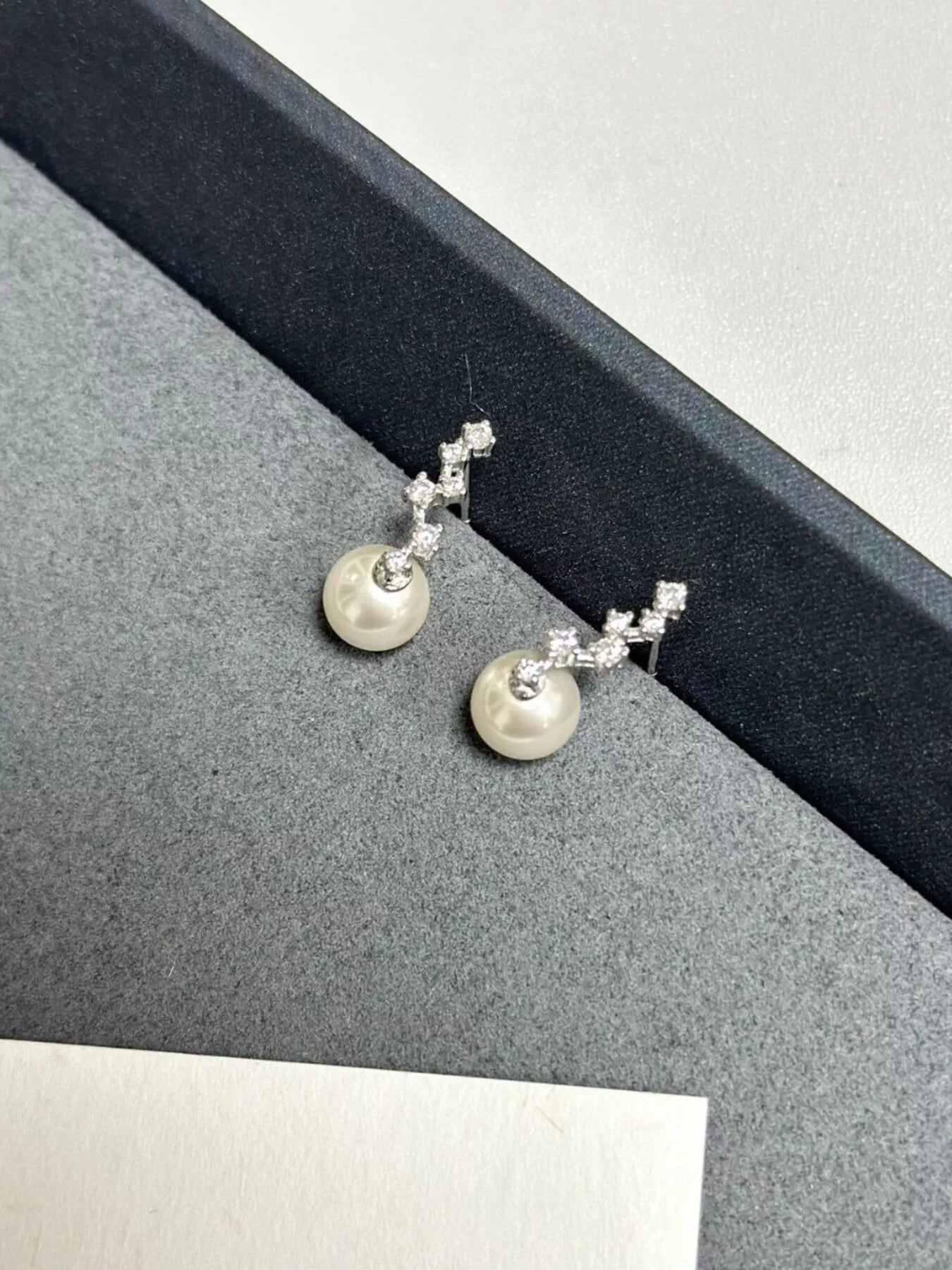 Women's 925 Sterling Silver Synthetic Pearl Zircon Earrings