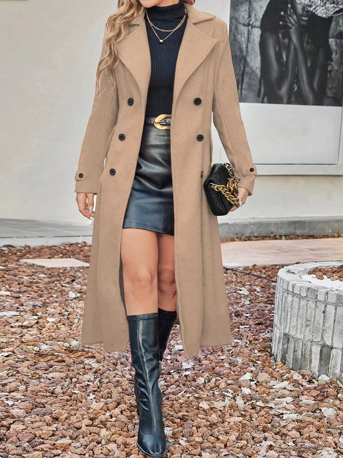 Trendsi Double-Breasted Longline Coat -