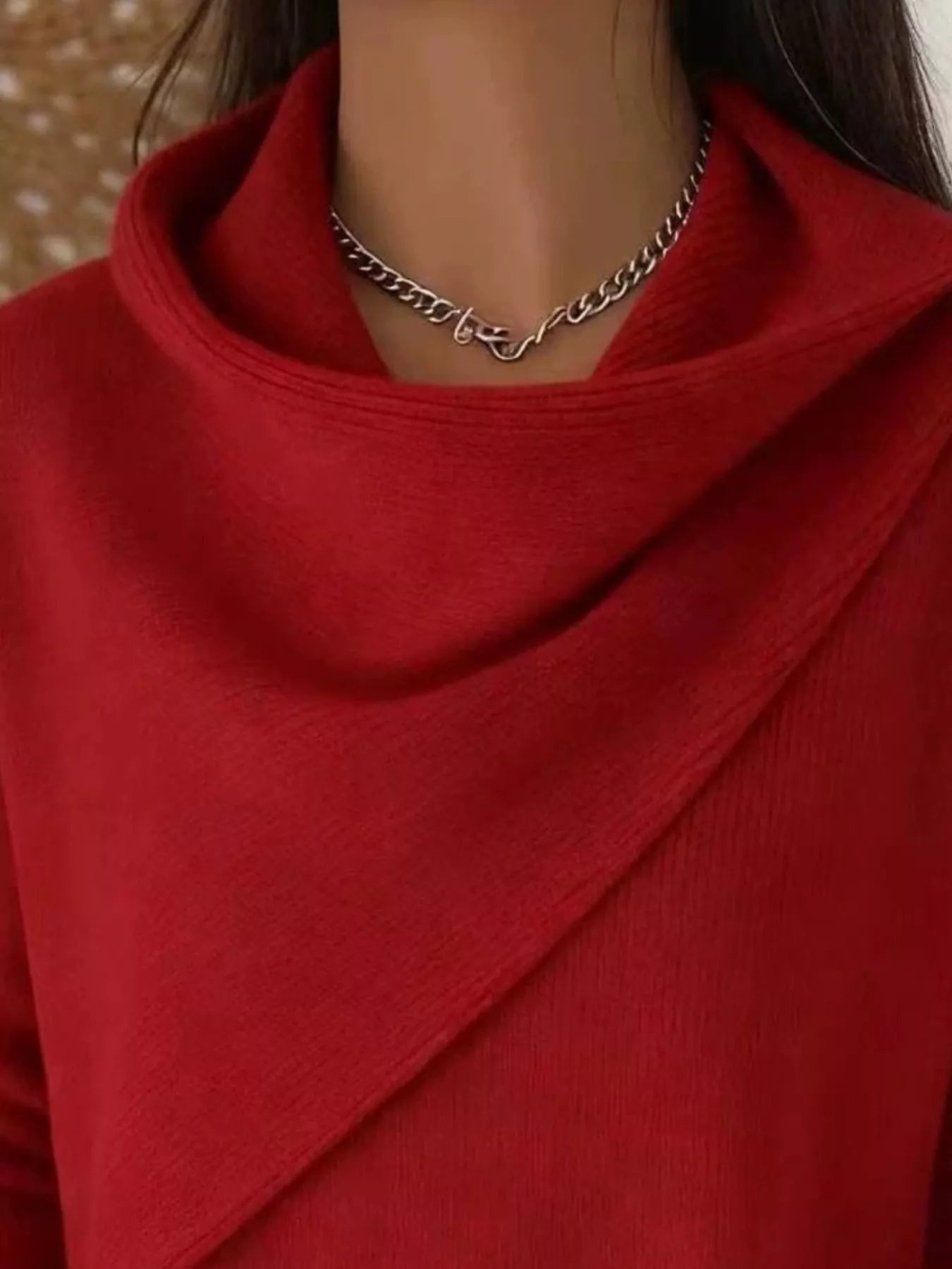 Trendsi Full Size Solid Color Cowl Neck Sweater Plus Size -