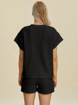Trendsi Double Take Full Size Texture T-Shirt and Shorts Set -