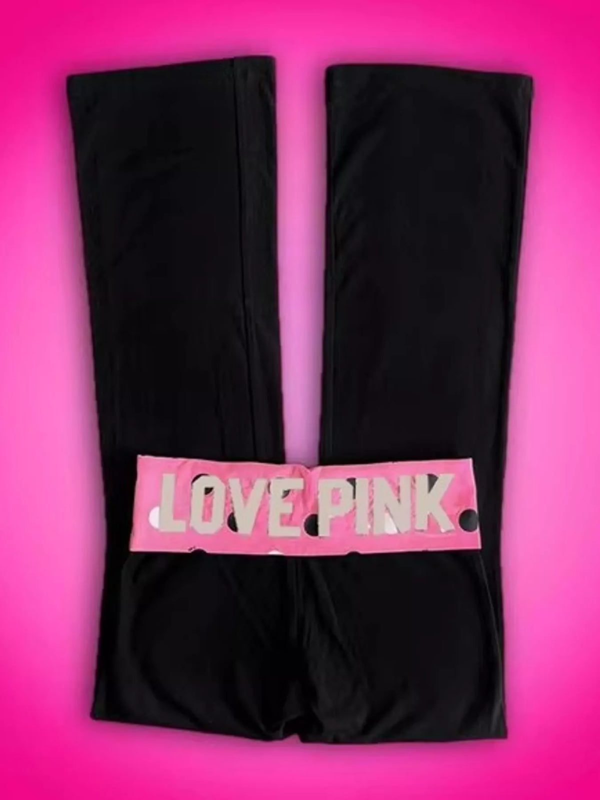 Pink 2 fold-over waist flared pants