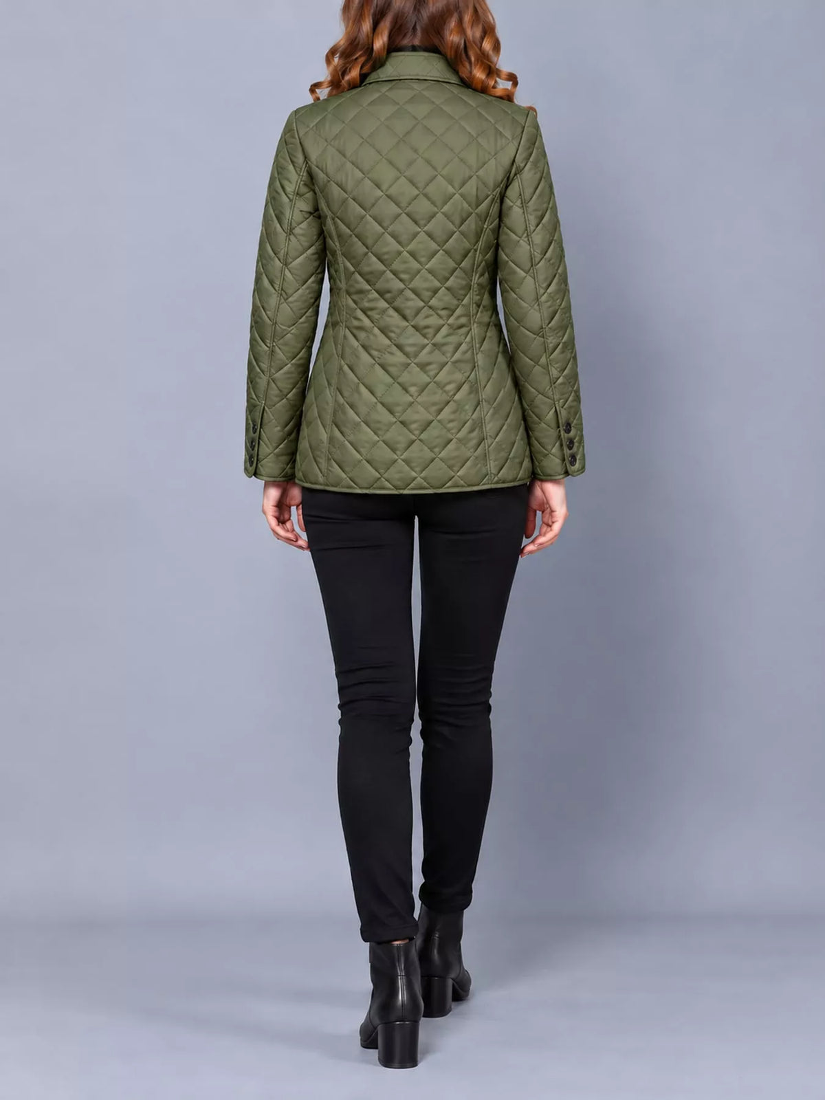 Quilted Lightweight Button-Down Jacket — back view