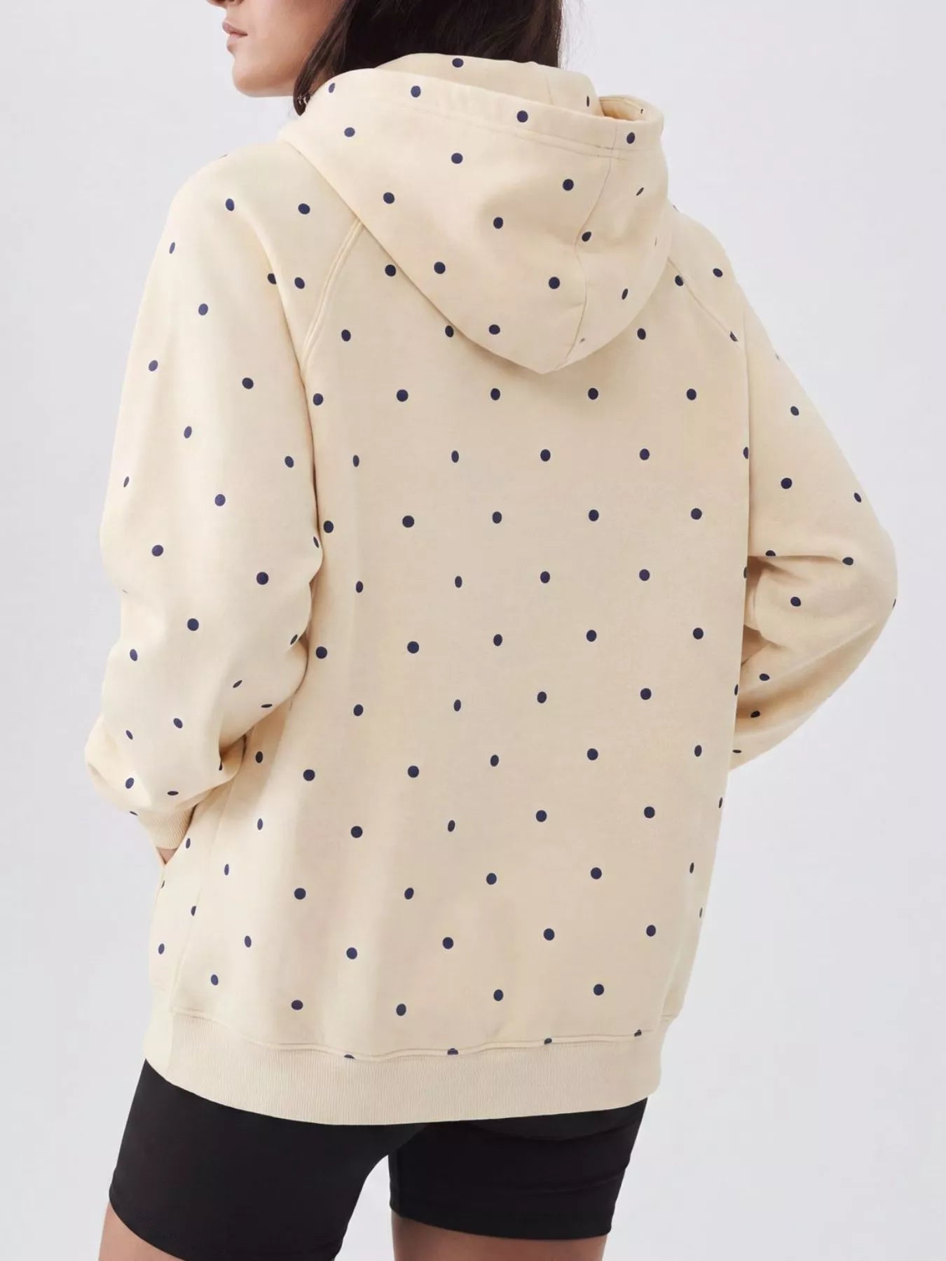 Trendsi Polka Dot Raglan Sleeve Hoodie -