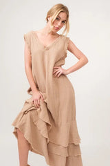 Trendsi And The Why Washed Fringe Detail Tiered Dress -