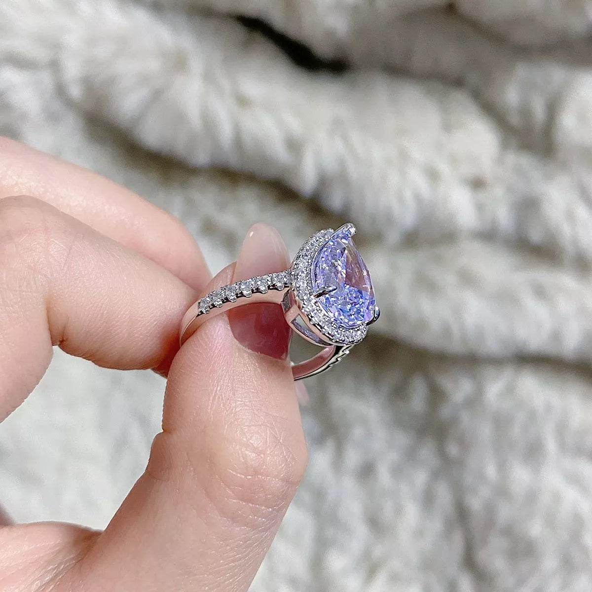 Trendsi 925 Sterling Silver Zircon Teardrop Ring -