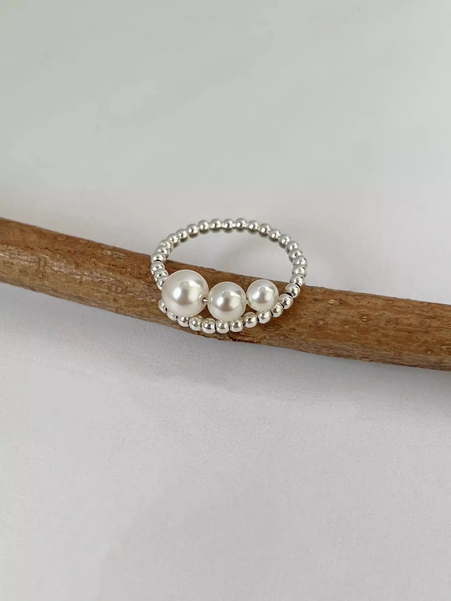 Trendsi Triple Pearl Beaded Bypass Ring -