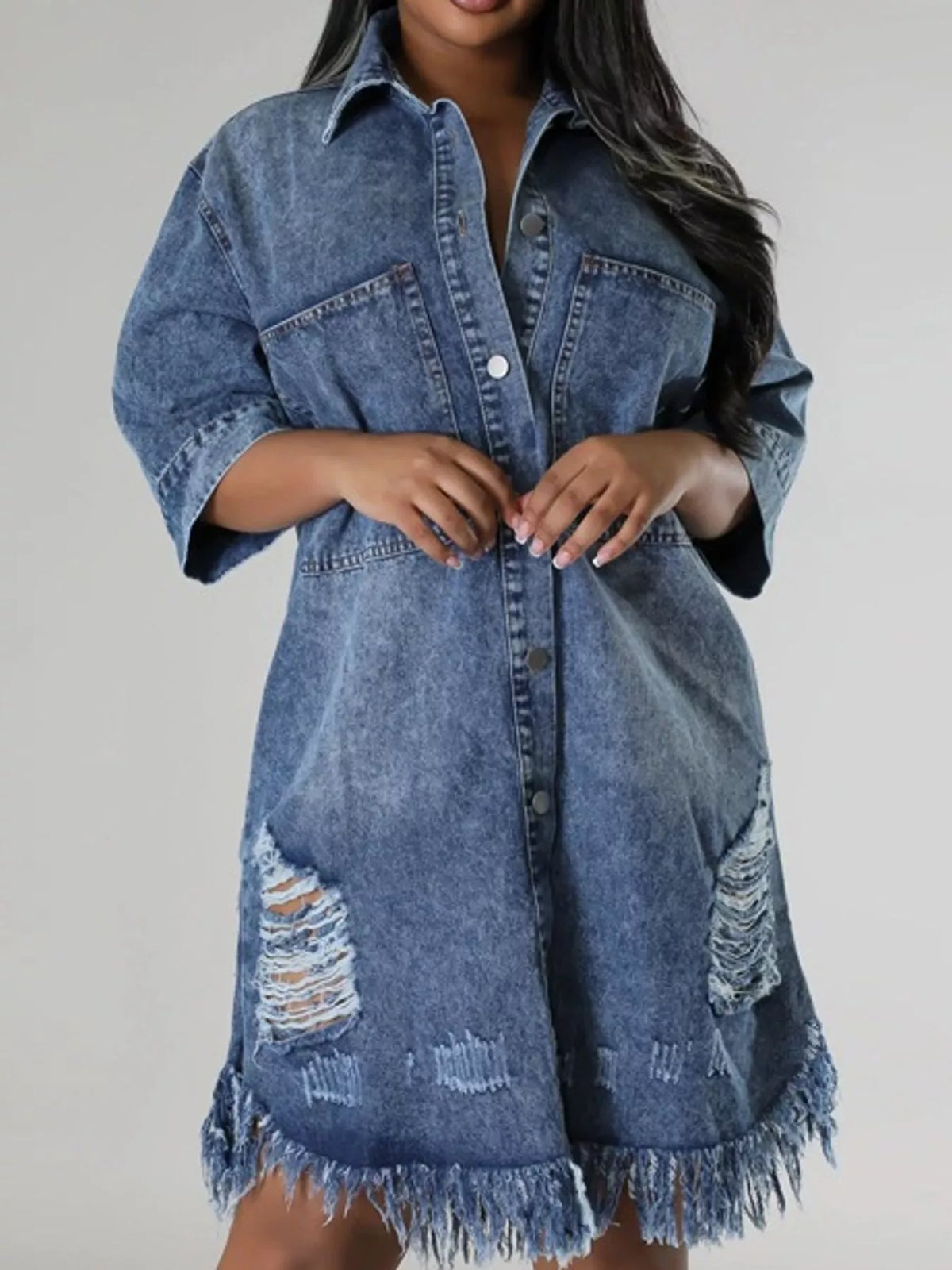 Denim dress, blue front