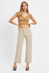 Trendsi RISEN Full Size Tummy Control Mid Rise Ankle Straight Jeans Plus Size -