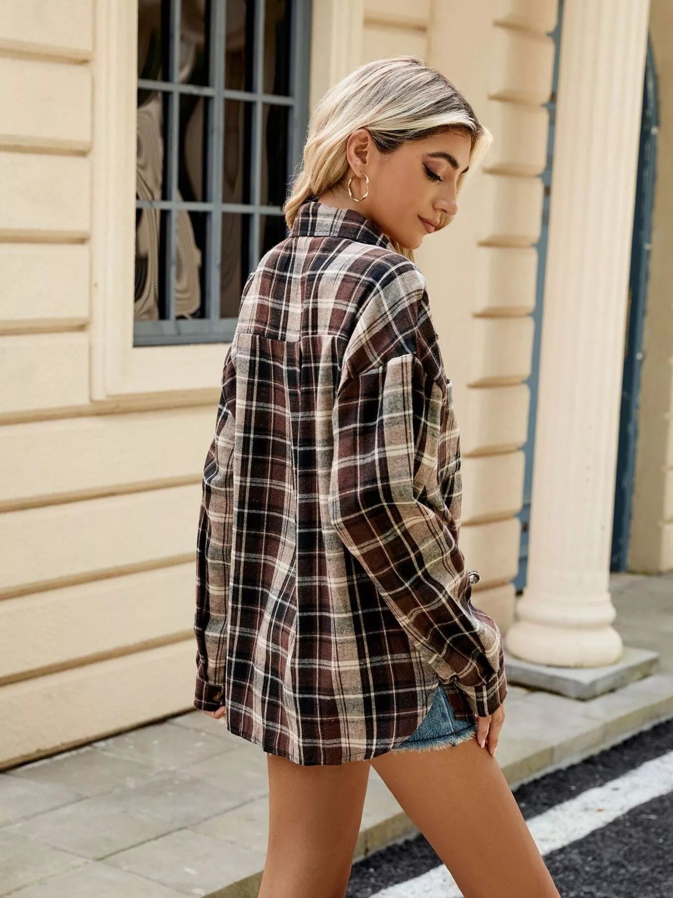 Trendsi Plaid Button Up Shirt -