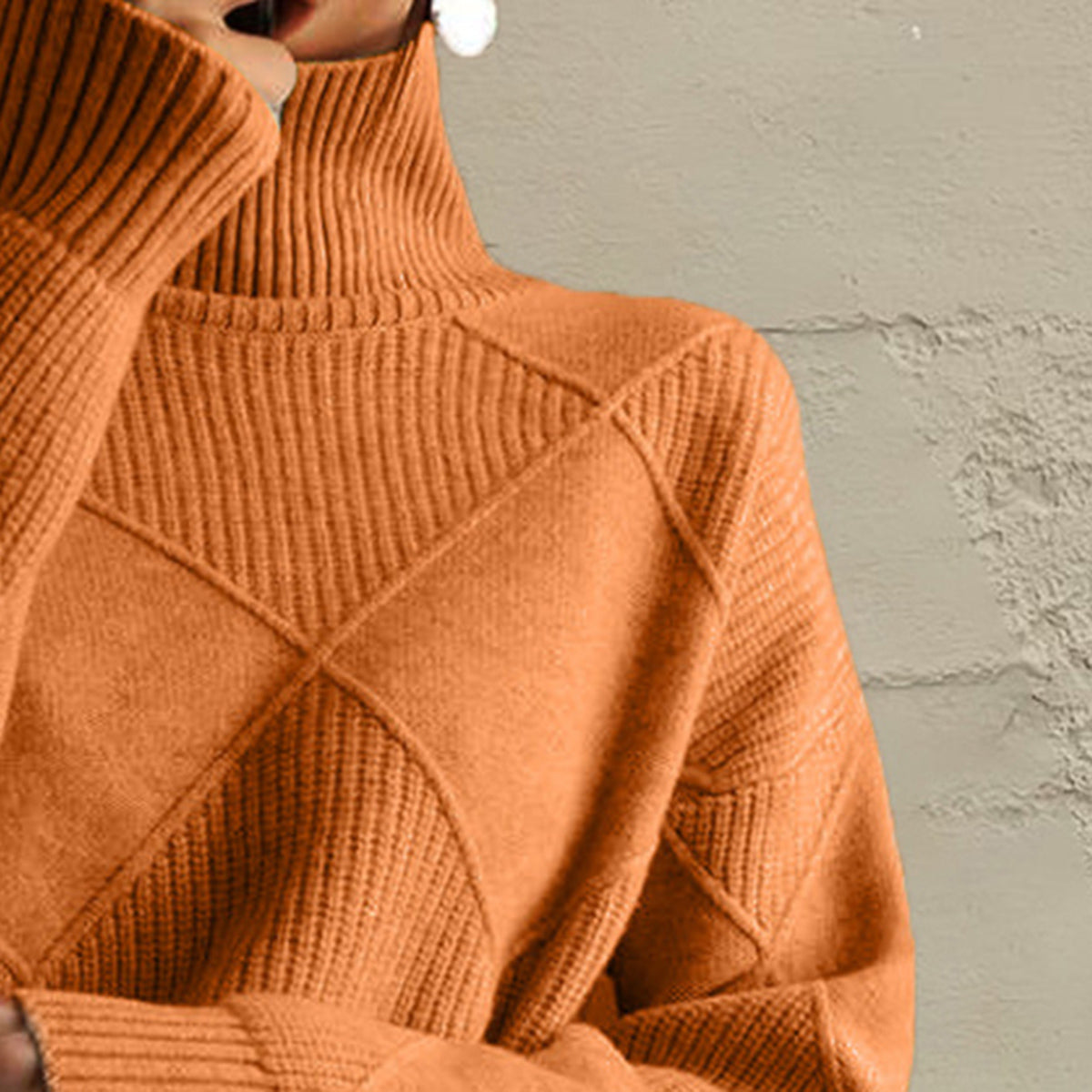 Trendsi Geometric Turtleneck Long Sleeve Sweater -