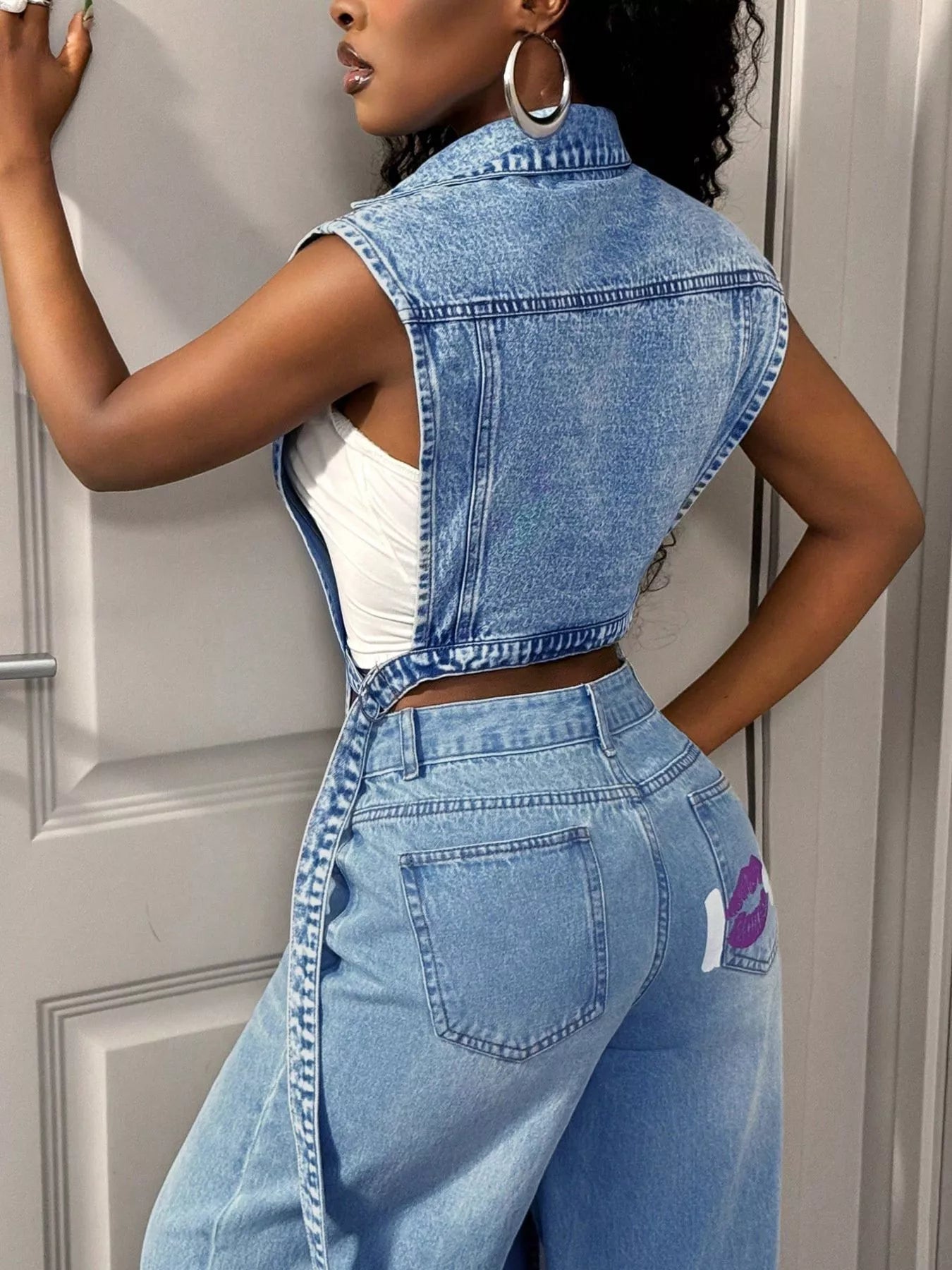 Trendsi High-Low Open Front Denim Vest -