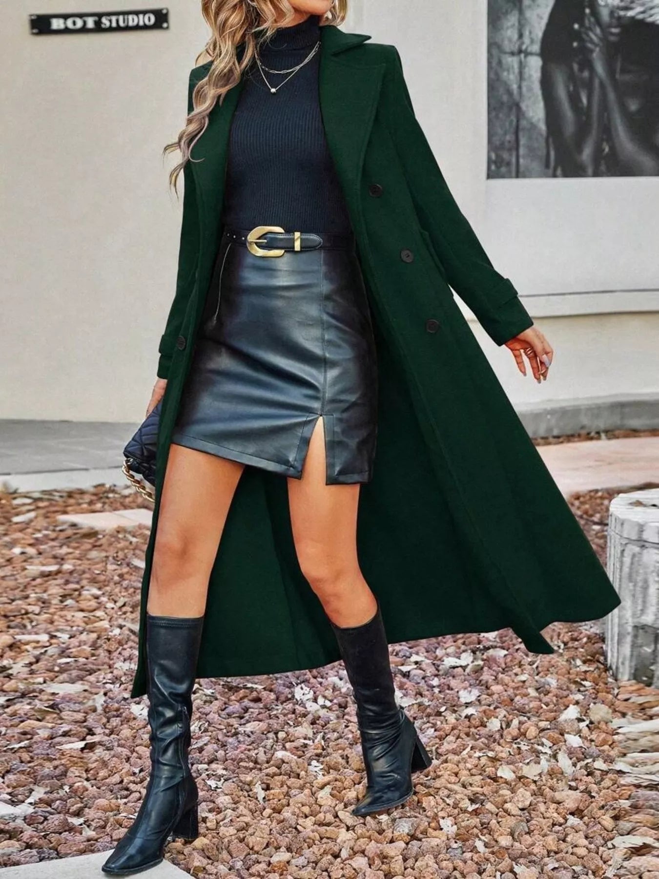 Trendsi Double-Breasted Longline Coat -