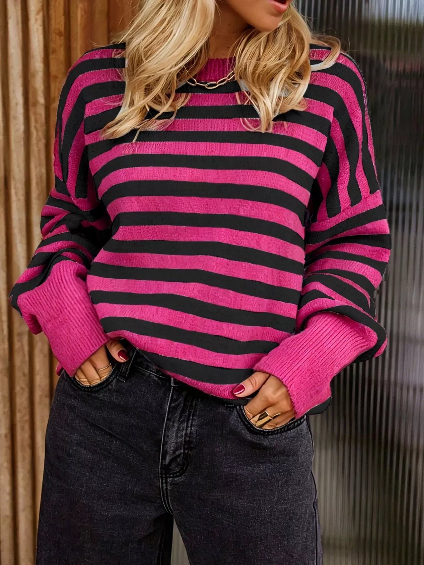 Trendsi Striped Crew Neck Sweater -