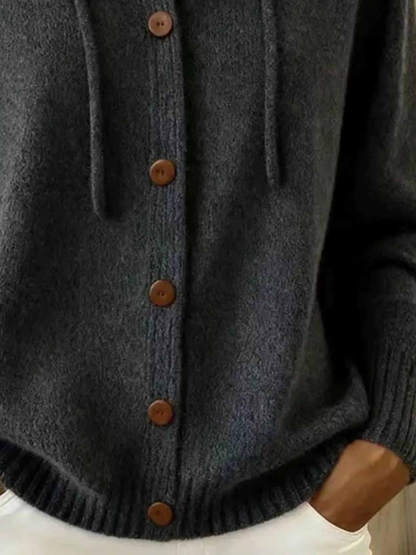Trendsi Full Size Hooded Button-Down Knit Cardigan Plus Size -
