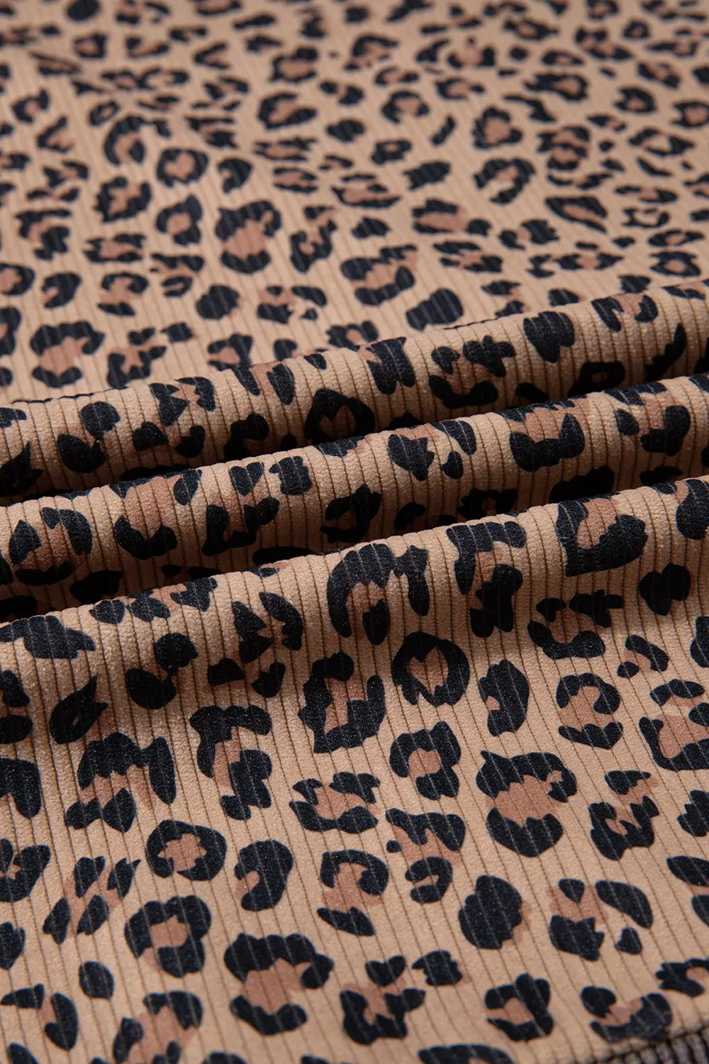 Trendsi Leopard Print Quarter-Zip Hoodie -