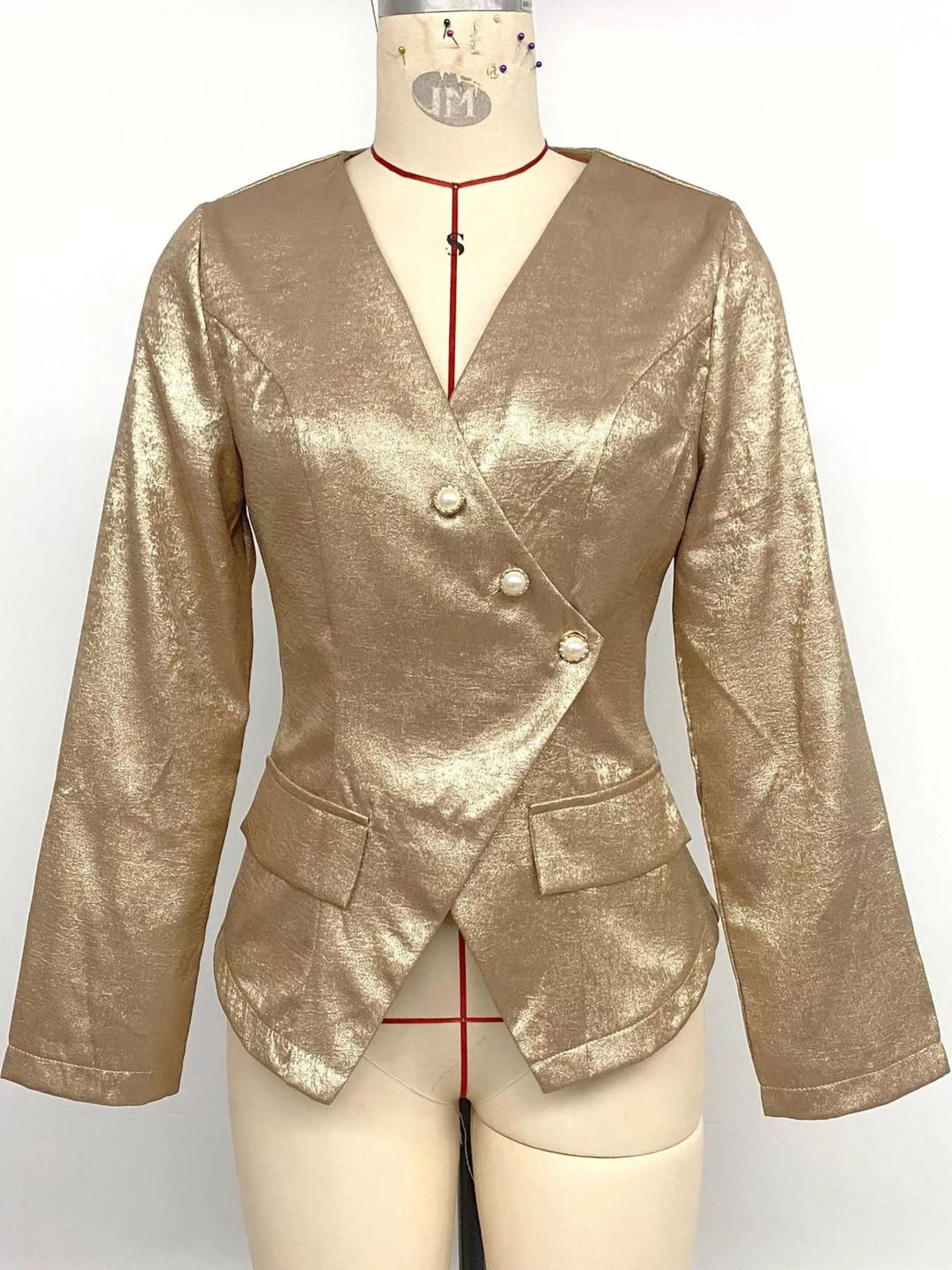 V-neck long sleeve blazer, product view