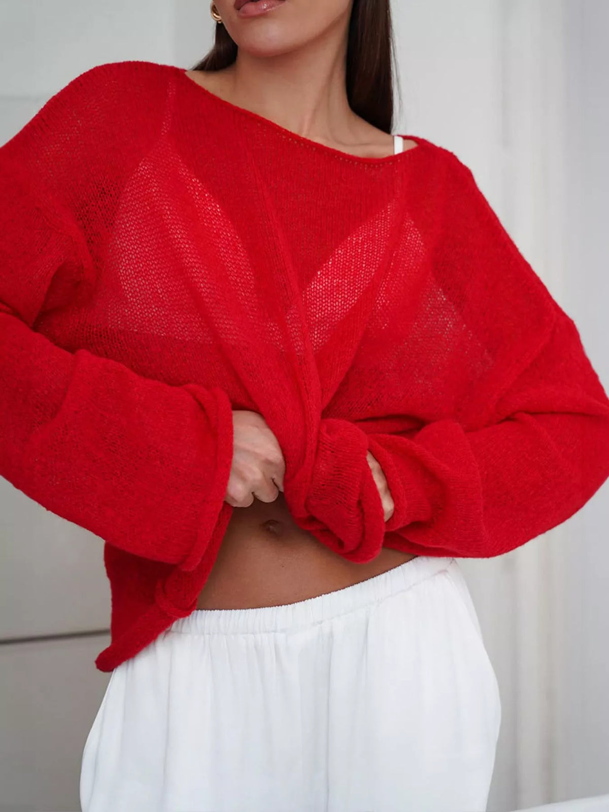 Knit cover-up, red front