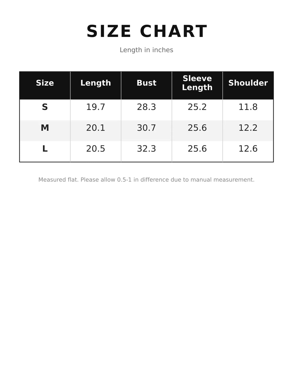 Size chart for slim-fit ribbed knit button-down cardigan