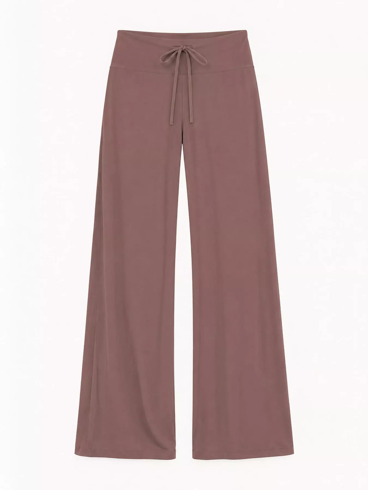 Mauve drawstring wide-leg pants — front view