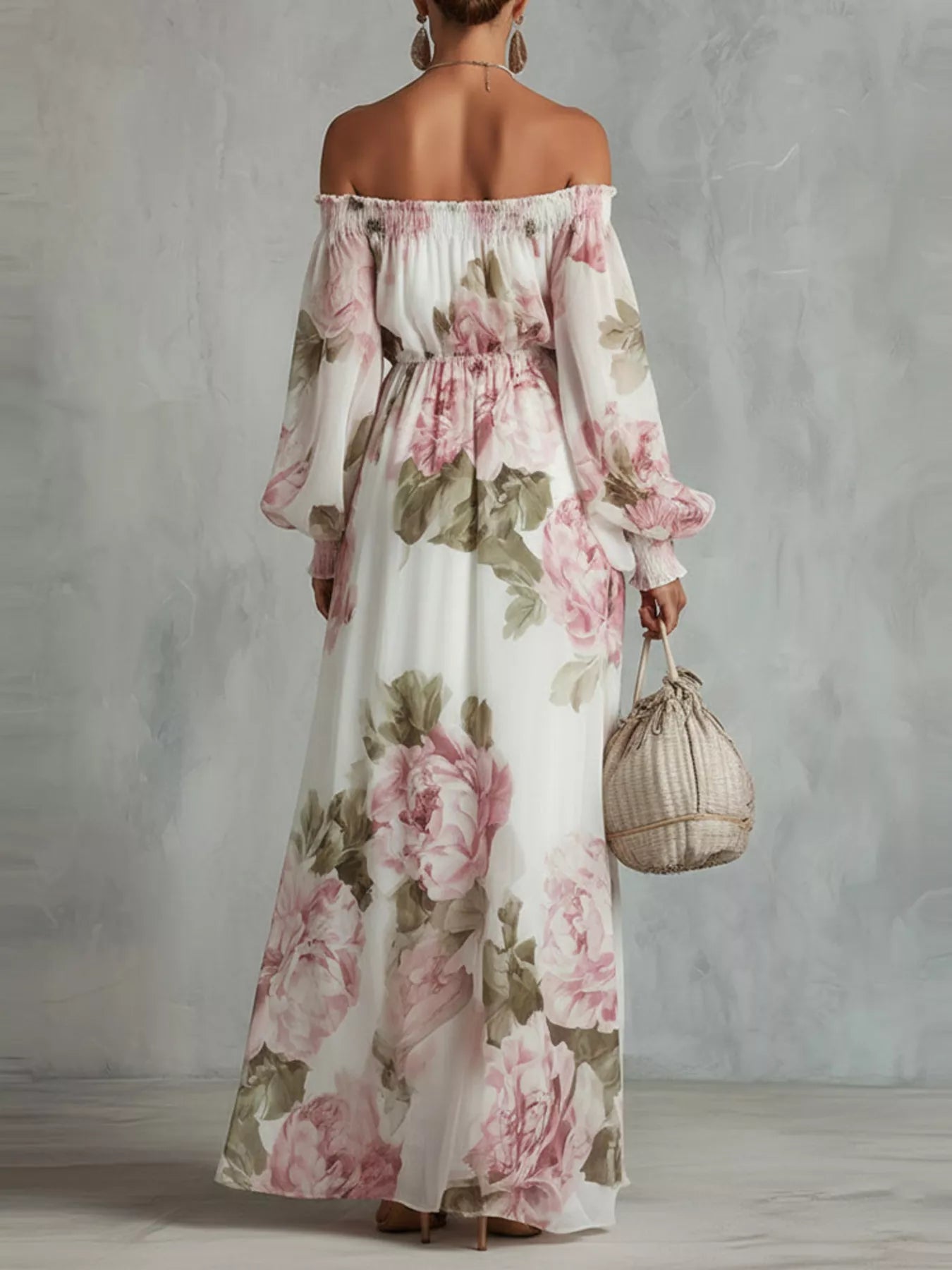 Trendsi Floral Off Shoulder Maxi Dress -