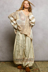 Trendsi POL Color-Blocked Stripe Pattern Knit Top with Twisted Weave -