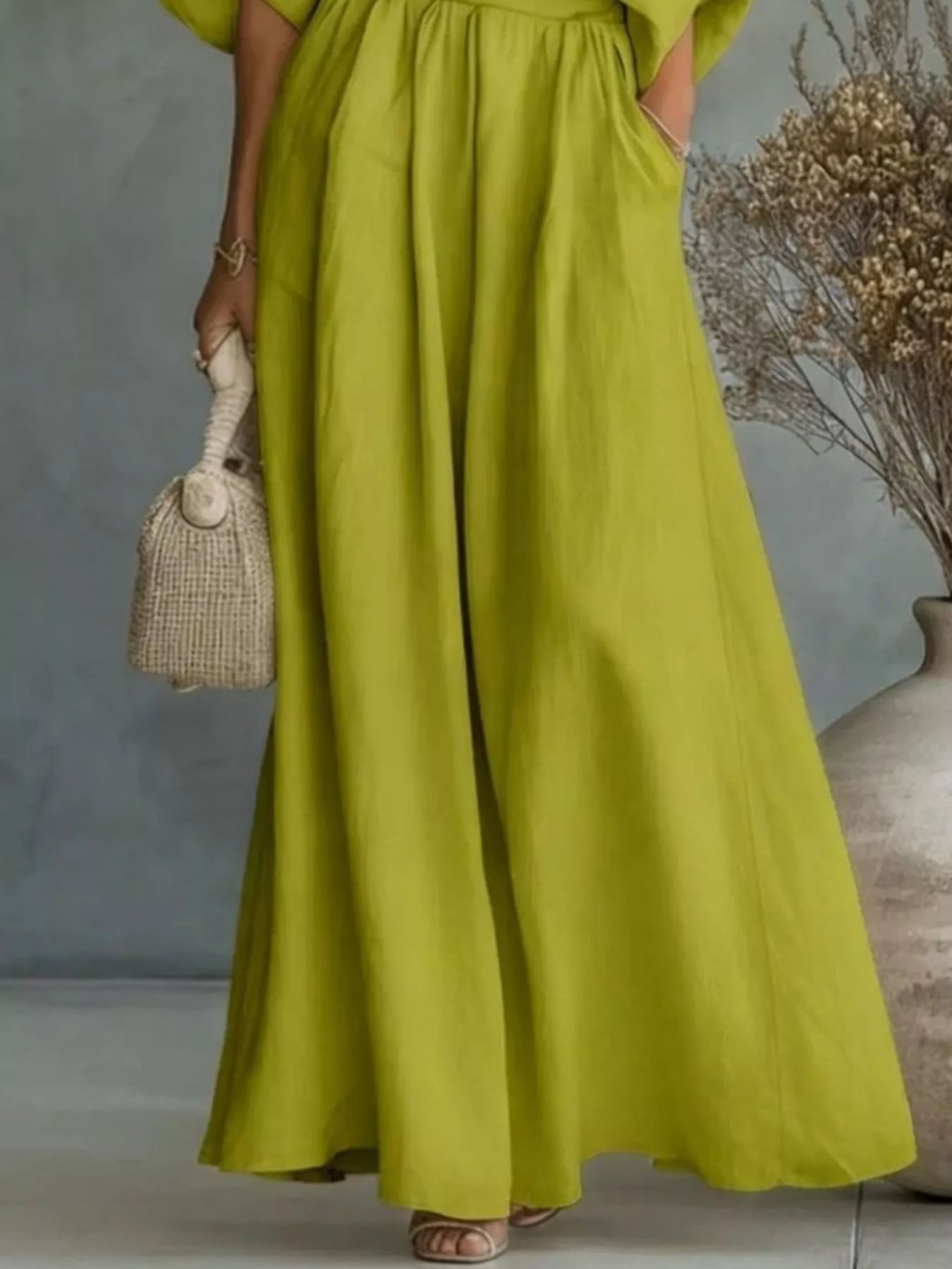 Trendsi Full Size One Shoulder Top and Wide Leg Pants Set Plus Size -