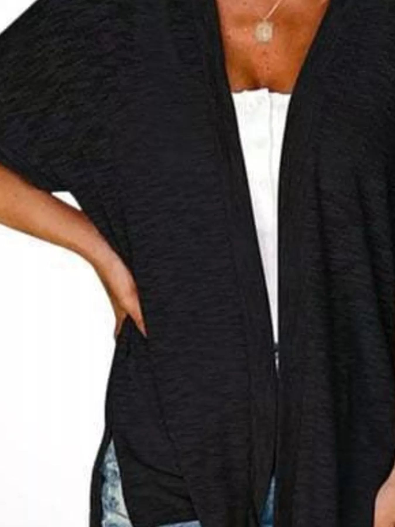 Trendsi Side Sit Open Front Cardigan -